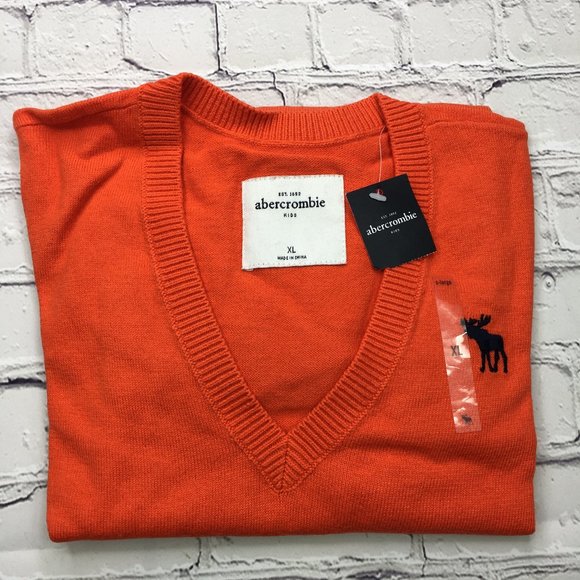 Abercrombie & Fitch Other - ABERCROMBIE FITCH Girls XL V-Neck Orange Sweater